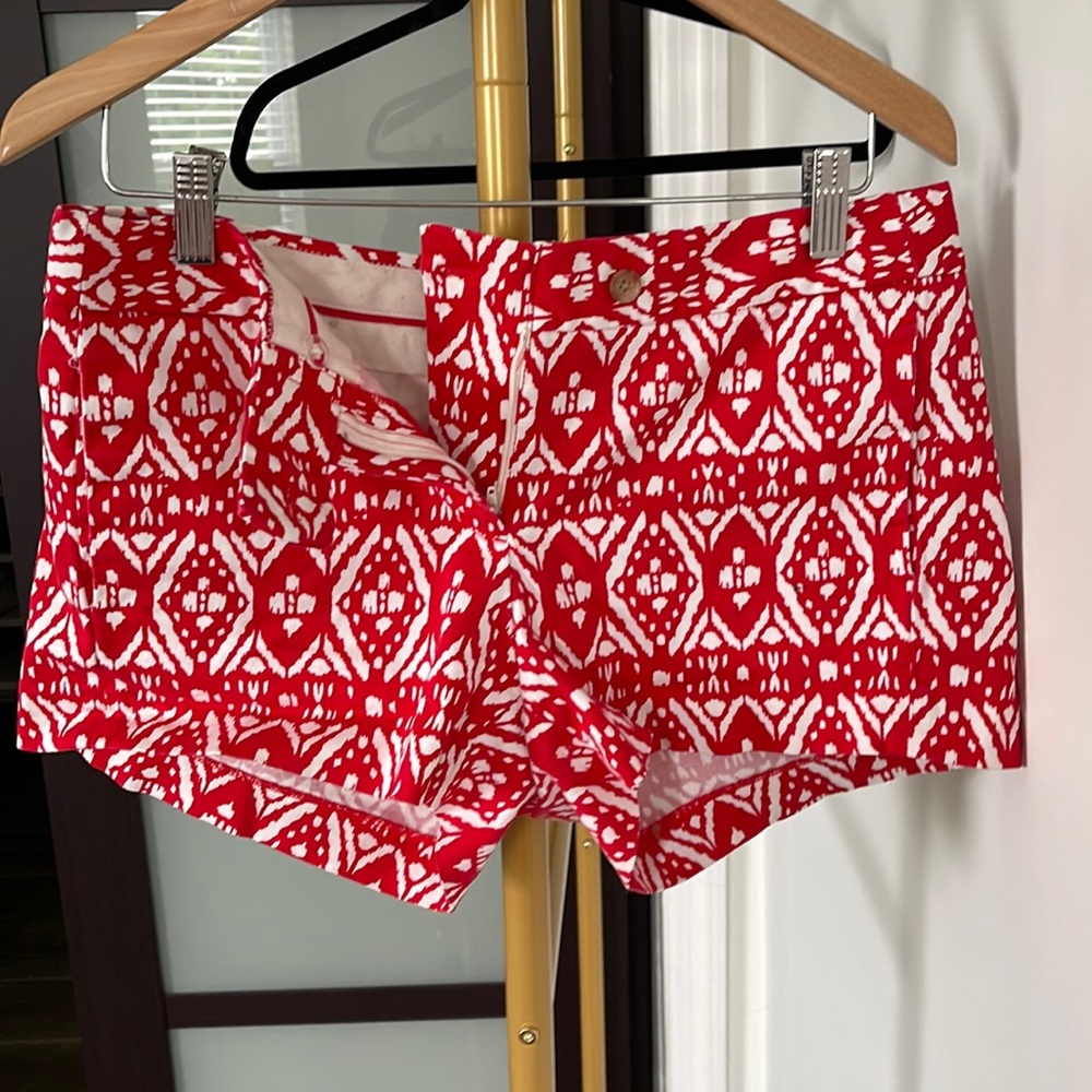Red white j crew short